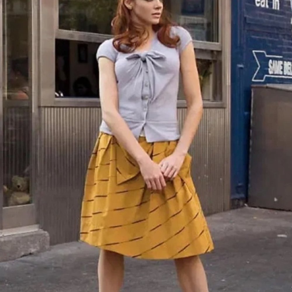 Anthropologie Floreat Golden Yellow "Subway Stairs" Cotton Skirt